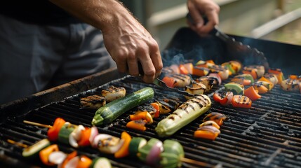 Wall Mural - Grilling Vegetables on a Hot Grill