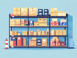 Poster - Seasonal Inventory Optimization with Flat Design for Efficient Warehouse and Logistics Management  Optimization of inventory levels tracking and reporting for improved business decision making