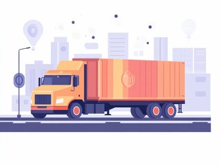 Poster - Freight Logistics and Real Time Shipment Tracking with Flat Design the Digitalization of Global Supply Chain Management for Improved Efficiency and Productivity