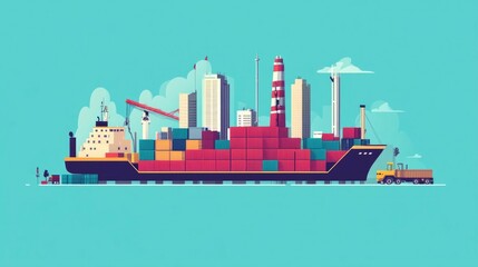Fototapete - Coordinating Global Freight Shipments Streamlining International Logistics and Supply Chain Management for Seamless Cargo Delivery and Distribution