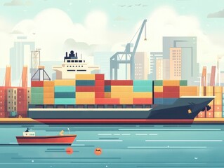 Poster - Efficient Freight Logistics and Customs Clearance for Streamlined Global Shipment Management  Flat design showcasing the seamless of supply chain compliance