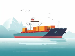Poster - Comprehensive flat design showcasing various aspects of global freight logistics and cargo insurance management including transportation warehousing supply chain and risk mitigation