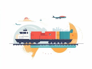 Poster - Flat design showcasing the concept of global logistics and strategic freight partnerships for international trade and commerce  Depicting efficient supply chain transportation