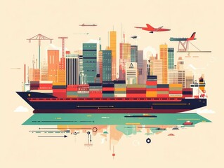 Poster - of strategic global freight partnerships and logistics network solutions for efficient transportation supply chain and distribution management