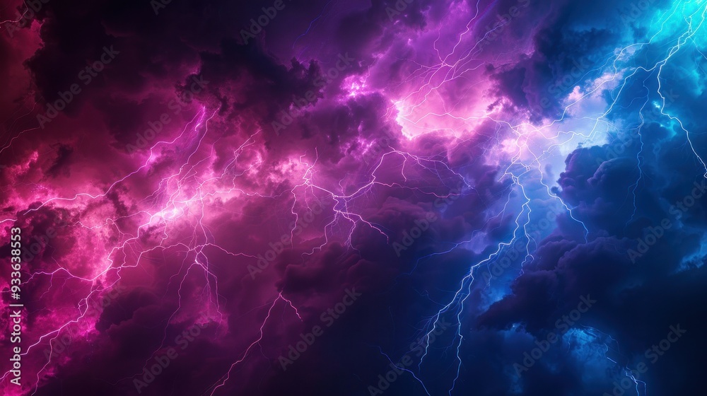 Dark background with lightning and thunder. Lightning forms the ...