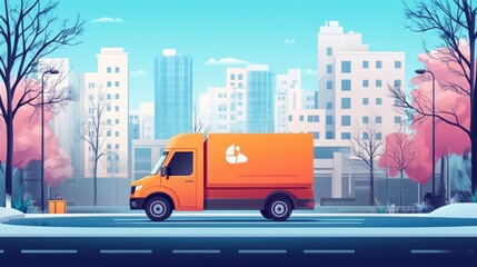 Poster - Seamless Logistics Automation Efficient Last Mile Delivery Solutions Featuring Trucks Vans and Drones in Flat Design