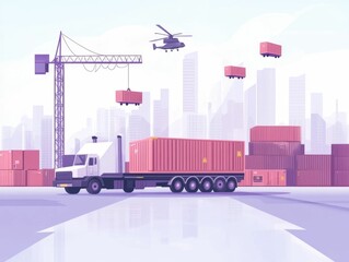 Fototapete - Automated Logistics Solutions for Efficient Delivery Fleet Management Predictive Maintenance and Optimization Technologies for Streamlined Transportation Workflows