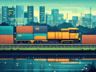 Fototapete - Innovative and automated logistics solutions that streamline freight forwarding supply chain management and distribution processes for businesses