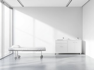 Poster - Stylish white doctor's office with examination couch