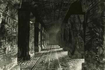 Wall Mural - A Dark and Mysterious Pathway Through an Ancient Temple