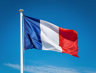 The flag of France waving in the wind