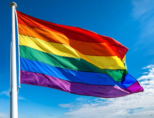 The LGBT flag waving in the wind