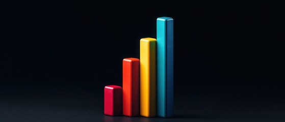 Colorful bar chart representing growth and progress on a dark background, ideal for business and marketing visuals.