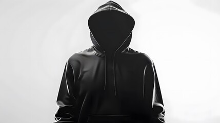 Blank black hoodie template. Hoodie sweatshirt long sleeve with clipping path, hoody for design mockup for print, isolated on white background. 