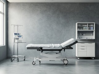 Poster - An examination couch is in the doctor's office in white