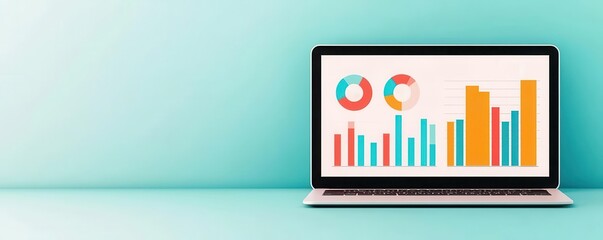 Financial analytics with secure access, detailed data visualization, flat design illustration