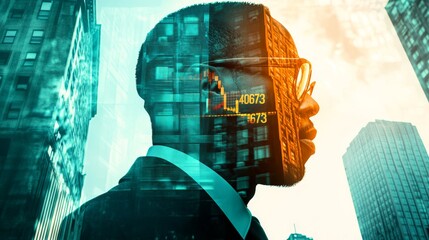 Poster - Sunglasses with a reflection of a stock market chart.