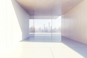 Poster - Meeting room interior with glass walls, board and chairs, and a mock up wall