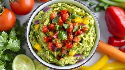 Wall Mural - Delicious Guacamole with Fresh Ingredients