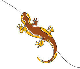 Wall Mural - Salamander in continuous line art drawing style. Lizard hand drawn vector illustration. Minimalist black linear sketch isolated on white background.