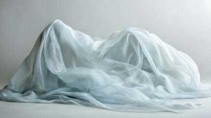 Poster - A delicate, translucent fabric draped softly over a serene background, creating a sense of ethereal transparency and lightness.