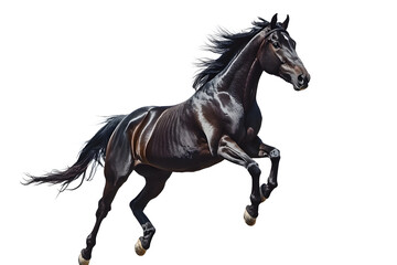 Naklejka na meble Beautiful black horse galloping isolated on white background

