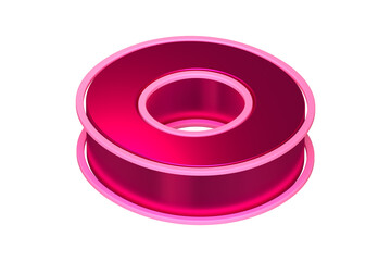 Top view 3D letter O in shiny pink. Isometric 3D rendering display typography suitable for poster, web, advertising and modern design projects.