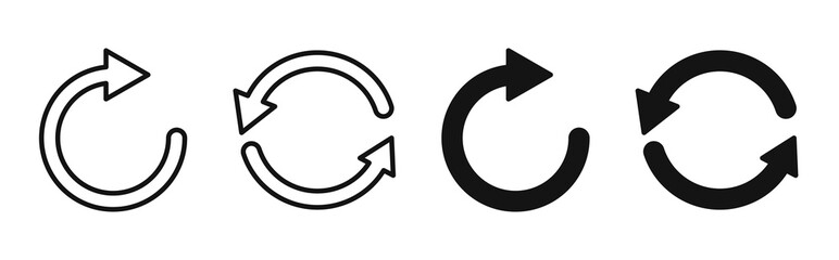 reload vector icon set. repeat or refresh vector button. restart or reset sign. update and upgrade i