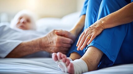 Wall Mural - geriatric care nurse a nursing home assisting an elderly patient with daily activities