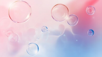 Poster - Abstract photo of bubbles in pink and blue gradient