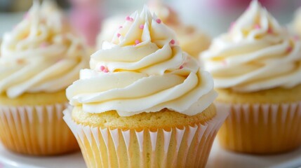 Canvas Print - Vanilla Cupcakes with Pink Sprinkles