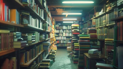 Wall Mural - Bookstore aisle , Natural light bookstore , Photorealistic bookstore , High-detail bookstore