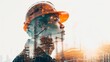 © neirfy - Building construction engineer, building industry concept, double exposure of man's profile with construction site, illustration