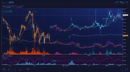 Wall Mural - A dual-axis stock chart comparing stock price movements with trading volume