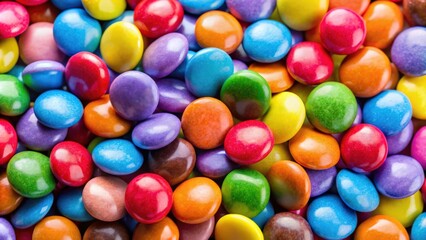 Poster - Closeup of colorful smarties candies, with vibrant colors and shiny coating, bright, smarties, candies, closeup, colorful