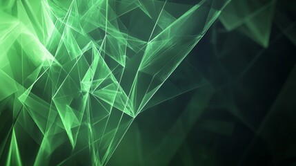 Poster - Abstract Green Geometric Background with Lines and Shapes