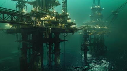 Wall Mural - Discuss the technologies used for extracting oil from deep-sea rigs.