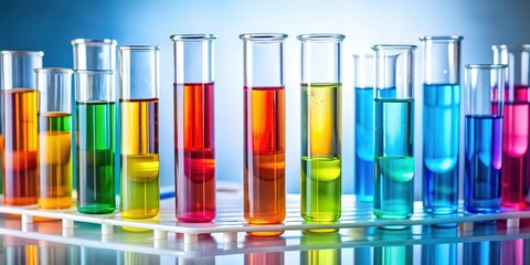 Aufkleber - Test tubes in a science lab filled with colorful liquids, chemistry, laboratory, research, experiments