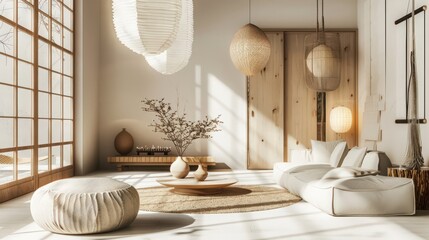 Poster - Discuss the use of geometric shapes and patterns in achieving a Japandi aesthetic