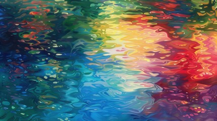 Poster - Dive into abstract Spring reflections, where water and light merge in a dance of shimmering colors.