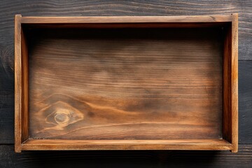 Empty old wooden box, top view