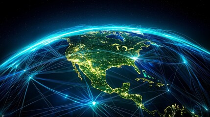 Poster - Global Network Connections with North America Focus