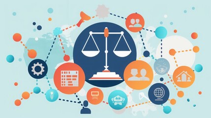 Poster - enhance business ethics training with compliance icons, illustrating integrity, transparency,