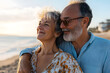 © Prasanth - Beautiful happy senior couple dating at the seaside during summertime - Mature married couple in love bonding outdoors at the beach, concepts about elderly lifestyle, relationship and quality of life