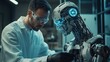 © PalaG - Skilled Engineer Repairing Damaged AI Robot for Valuable Technology Extraction