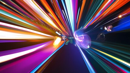 Poster - Abstract light streaks in vibrant colors create a sense of movement and energy.
