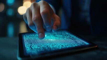 Poster - Explore how biometric authentication on digital tablets enhances data protection and strengthens cybersecurity networks