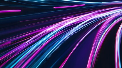 Poster - Abstract streaks of blue and pink light on a dark background.