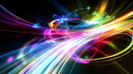 Poster - Abstract colorful swirls on a black background.