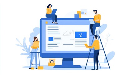 Team working on a computer